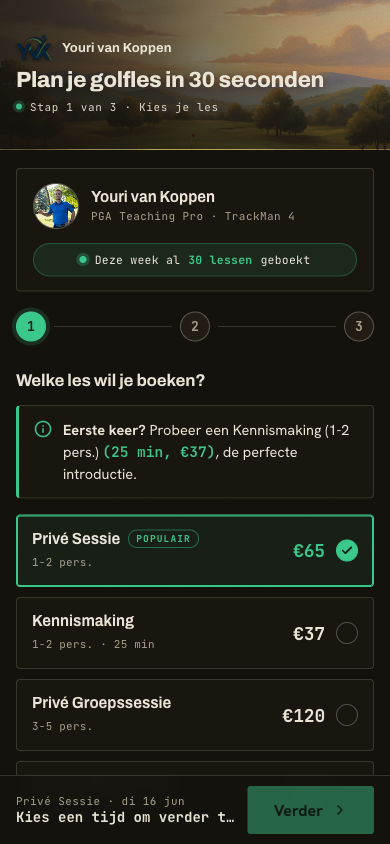 Boekingspagina in het merk